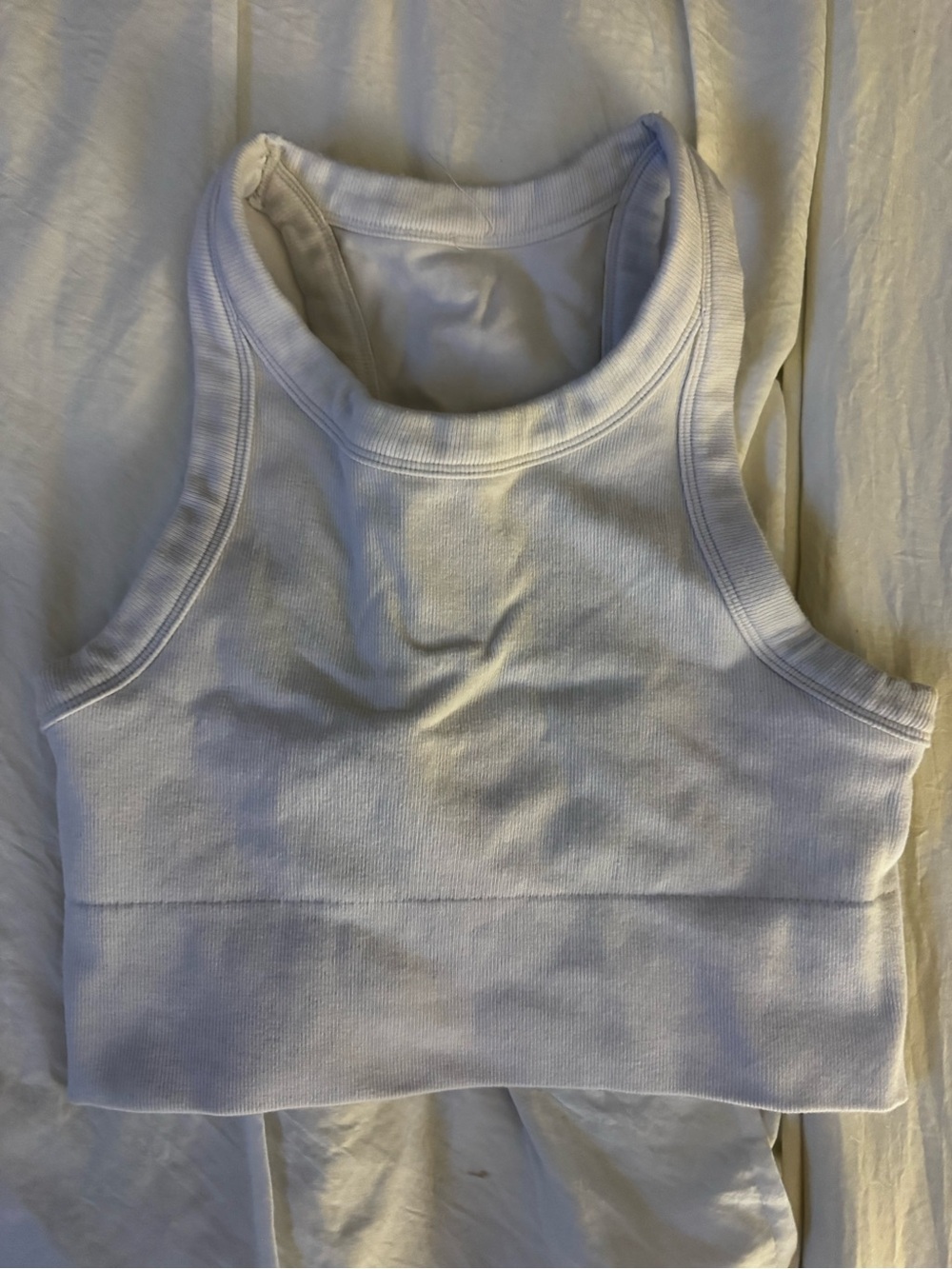 Alo yoga White Ribbed Cropped Tank Top